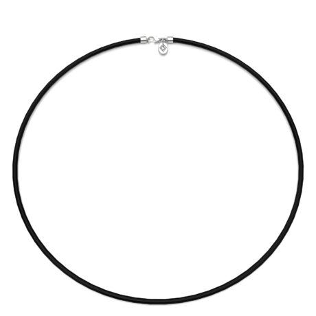 Collar Caucho Hombre Broche Plata 925 De 2mm Agálea
