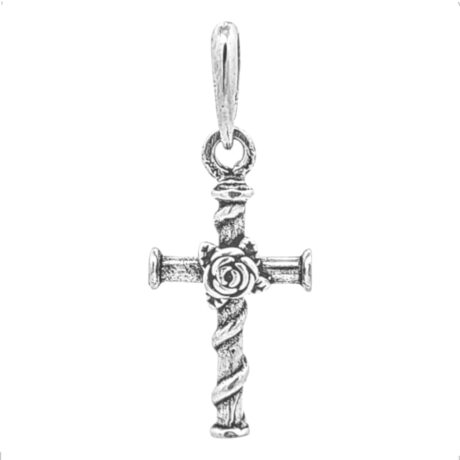 Dije Cruz De Plata .925 Con Rosa Y Oxido Agálea Mujer