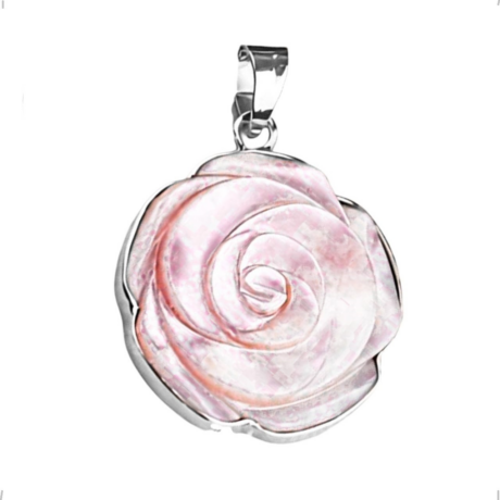 Dije De Plata .925 Rosa Y Madre Perla Agálea