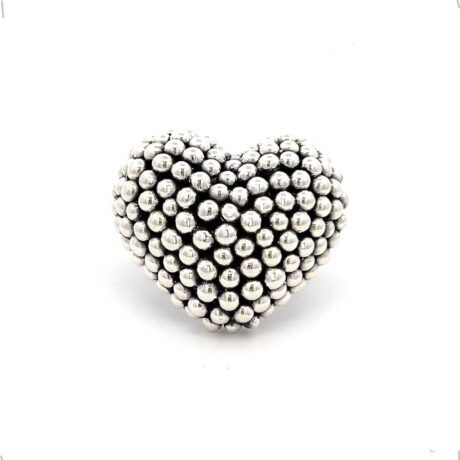 Anillo De Plata Ley .925 Corazón Bolitas Óxido Agálea Mujer