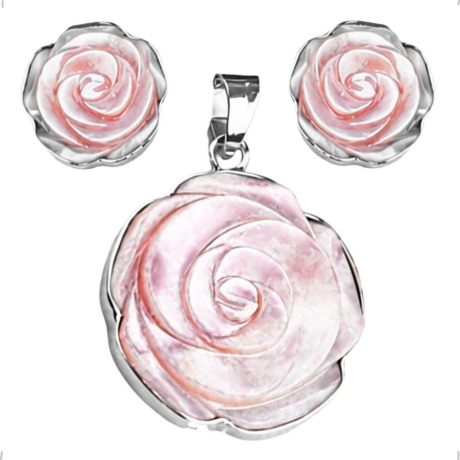 Aretes De Plata .925 Rosa Y Madre Perla Agálea