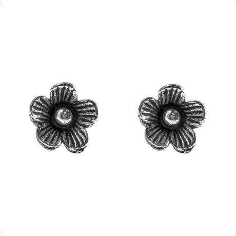 Aretes Broqueles De Plata .925 Flor Óxido Mujer Agálea