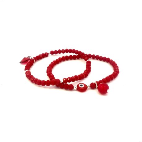 Set 2 Pulseras Ojo Turco Y Plata 925 Mujer Protección Agalea