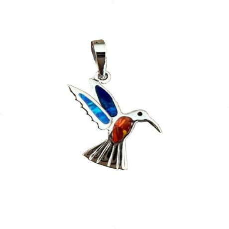 Dije De Colibrí Plata Fina 925 Con Ópalo De Colores Agálea