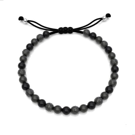 Pulsera Piedra Volcánica Ojo De Tigre Ágata Negra Plata 925 Agalea