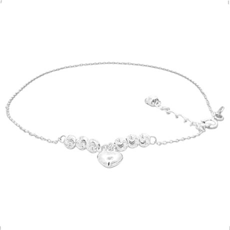 Pulsera Tobillera De Plata .925 Bolitas Y Corazón Agálea