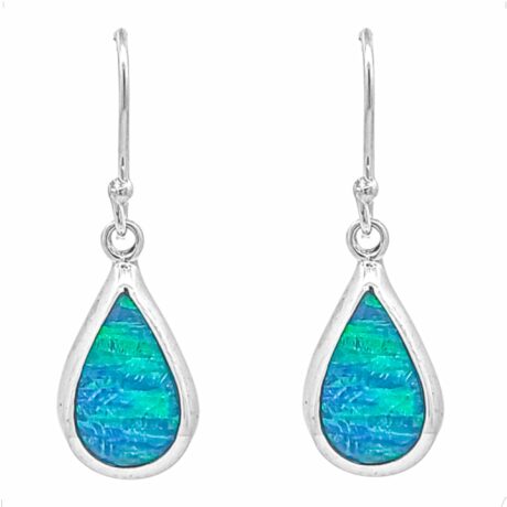 Arete De Plata .925 Colgante Con Ópalo Colores Mujer Agálea