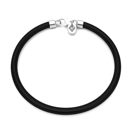 Pulsera De Caucho Y Plata Ley .925 Agálea