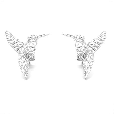 Broquel De Plata Ley .925 Colibrí Origami Agálea