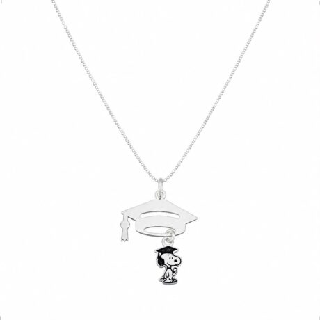 Collar De Plata .925 Birrete Graduación Snoopy 45 Cm Agálea