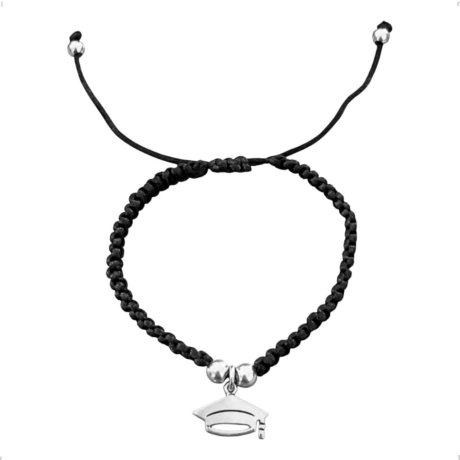 Pulsera Hilo Negro Con Dije De Plata .925 Graduación Agálea