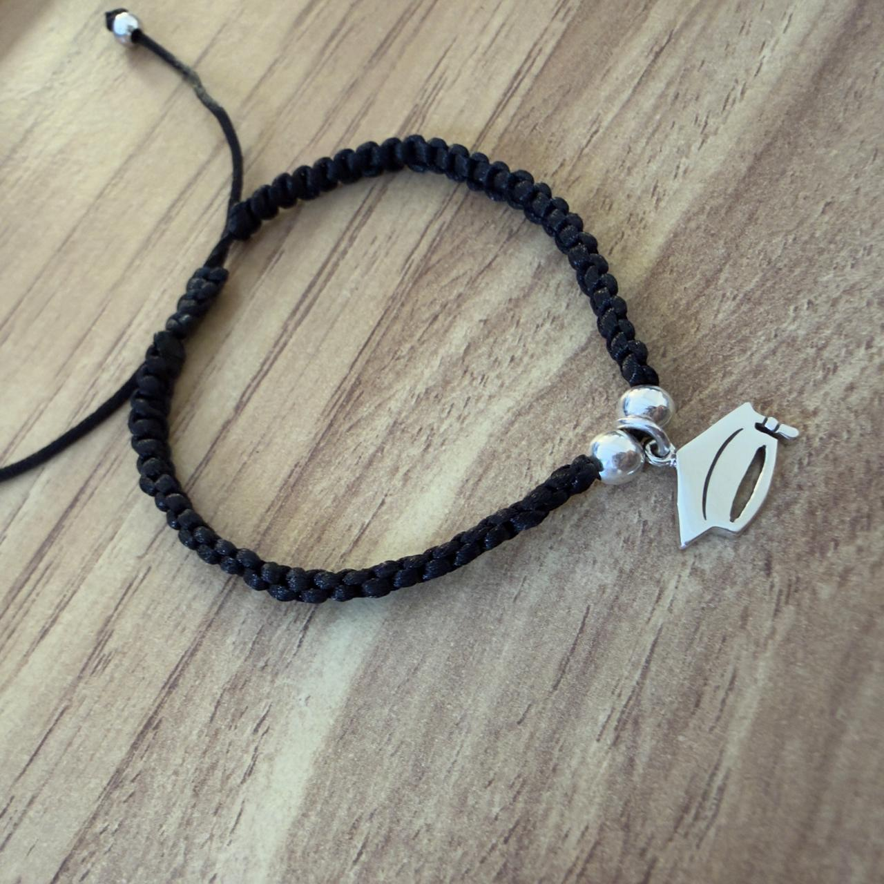 Pulsera Hilo Negro Con Dije De Plata .925 Graduación Agálea - Image 3