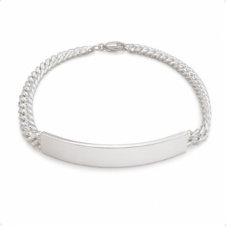 Pulsera Esclava De Plata .925 Cubana Placa Agálea-Único
