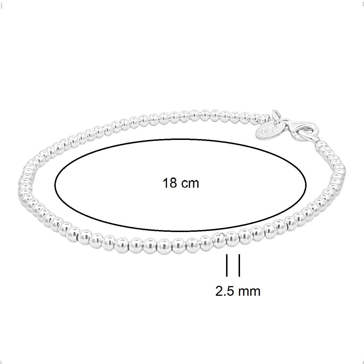 Pulsera De Plata .925 Bolitas 2.5 Mm Agálea - Image 2