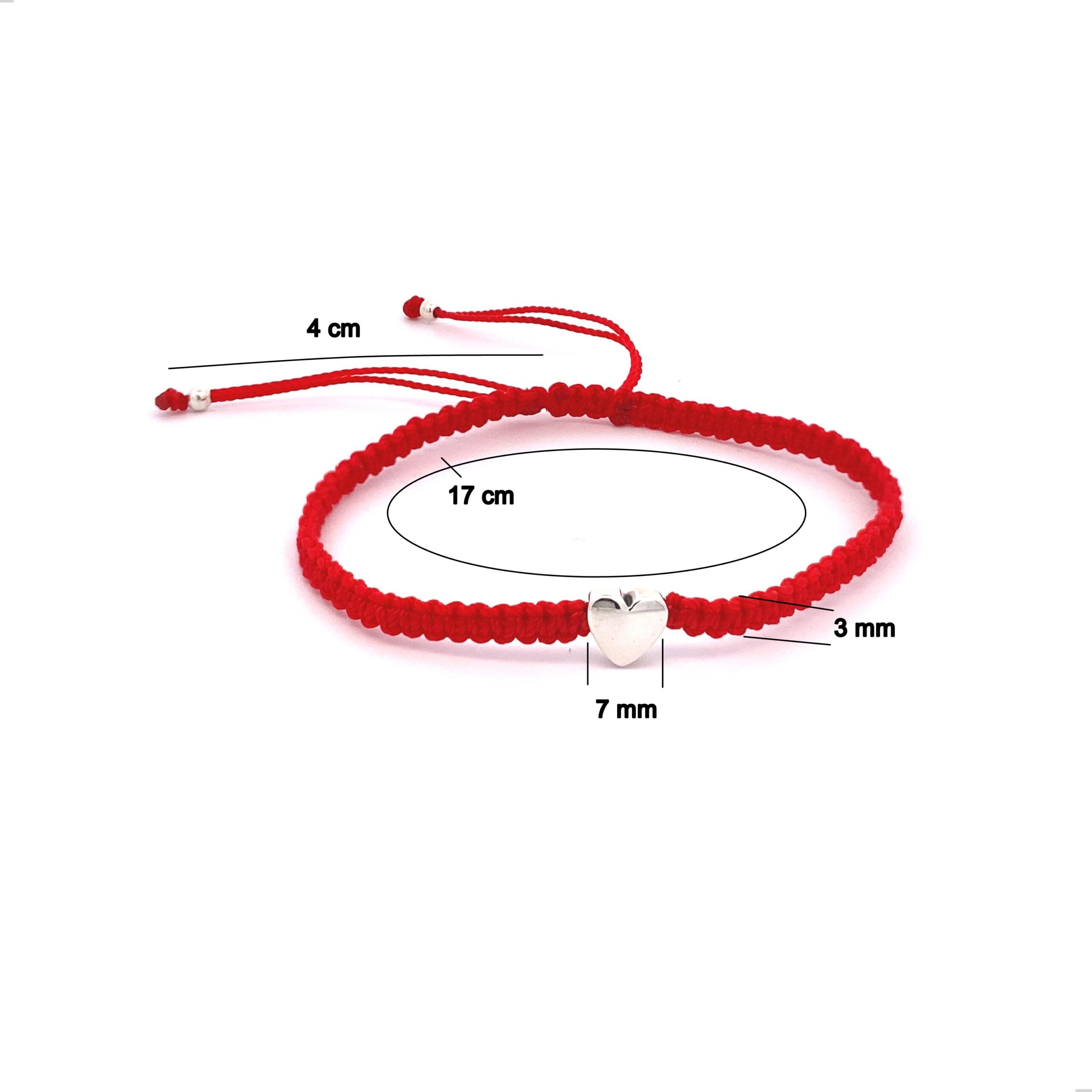 Pulsera Tejida Hilo Negro Corazón De Plata .925 Agálea - Image 2
