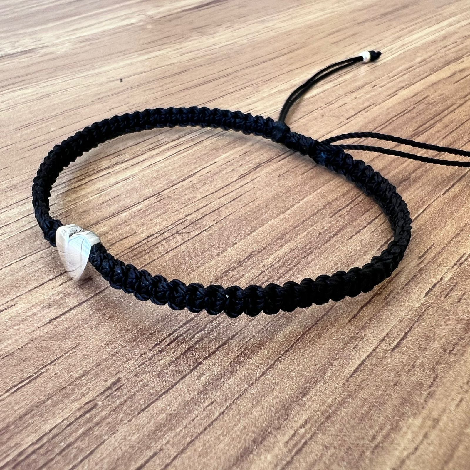 Pulsera Tejida Hilo Negro Corazón De Plata .925 Agálea - Image 8