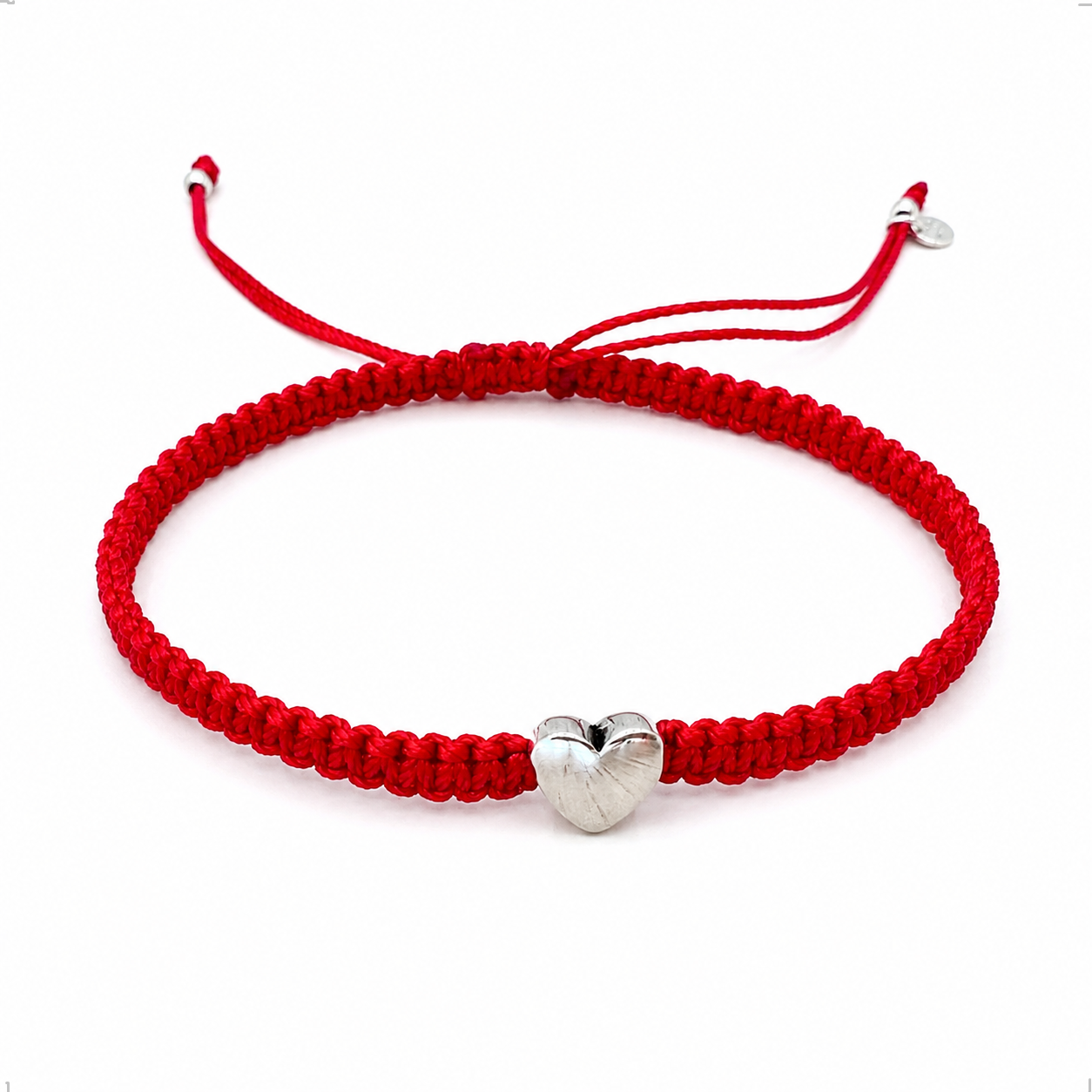 Pulsera Tejida Hilo Negro Corazón De Plata .925 Agálea