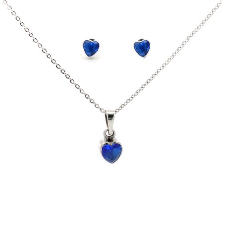 Collar Aretes Dije Y Cadena Plata .925 Set Circonia Agálea Color Azul