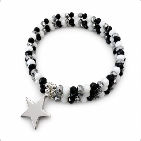 Pulsera Dije Estrella Plata .925 Cristal Negro Agálea