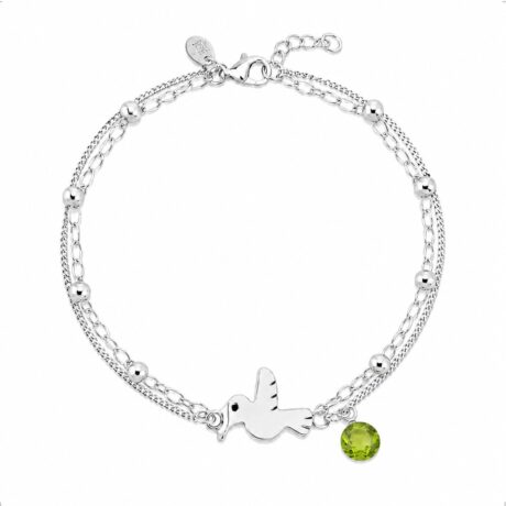 Pulsera De Plata .925 Dije Colibrí Y Cristal Agálea