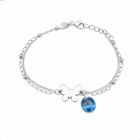 Pulsera De Plata .925 Dije Mariposa Y Cristal Agálea