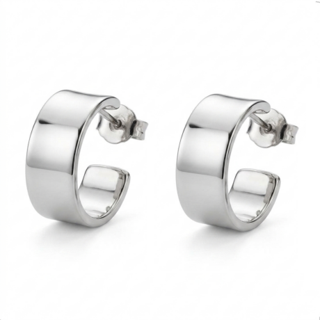 Arete Arracadas De Plata Ley .925 Lisas Curvas Anchas Mujer Agálea