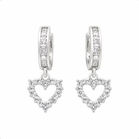Arete Arracada Plata .925 Huggie Con Corazón Agálea Mujer
