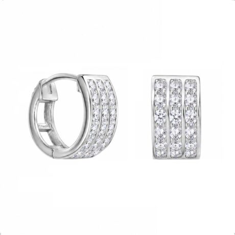 Arete Arracada De Plata .925 Circonias Huggies Agálea Mujer