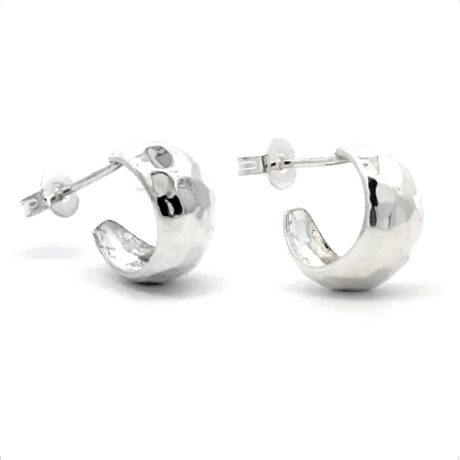Arete Arracadas Plata .925 Martilladas Ancha Agálea Mujer