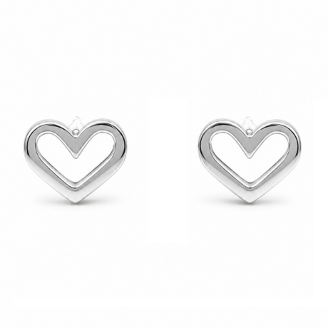 Arete Broquel De Plata .925 Silueta De Corazón Para Mujer Agalea