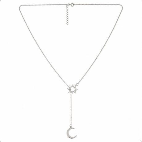 Collar De Plata .925 Corbatero Dije Sol Y Luna Agálea Mujer