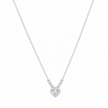 Collar Plata .925 Con Dije De Corazon Circonia Colores Agálea Mujer