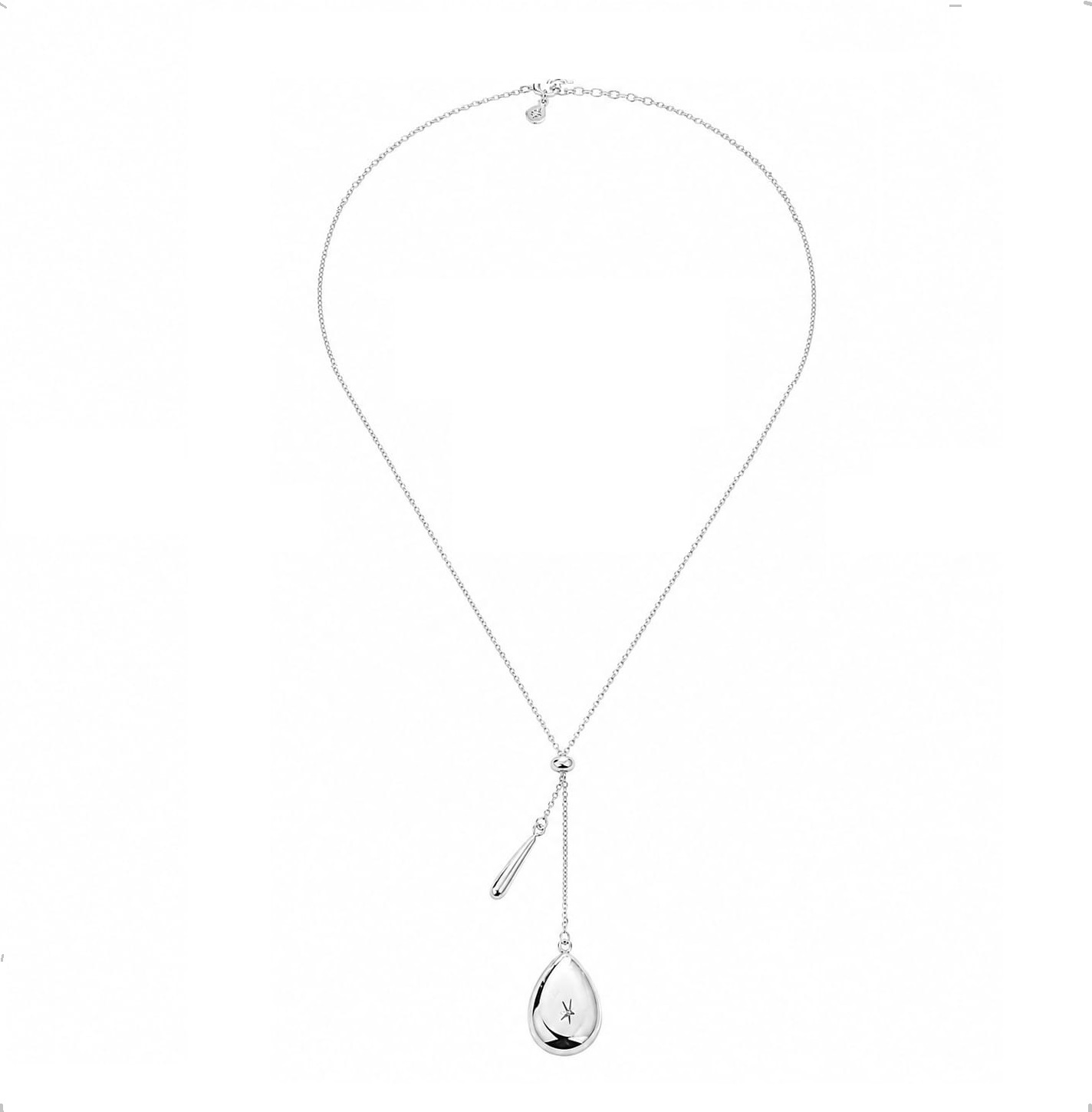 Collar Corbatero De Plata Ley .925 Dije Gota Agálea Para Mujer 60cm