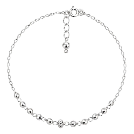 Pulsera De Plata .925 Bolita Facetada Agálea Mujer