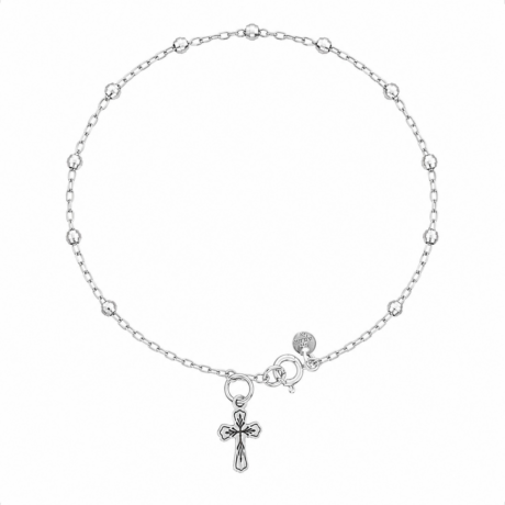 Pulsera De Plata .925 Rosario Misterio Con Cruz Agálea Mujer