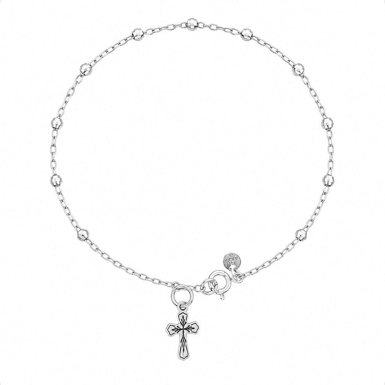 Pulsera De Plata .925 Rosario Misterio Con Cruz Agálea Mujer