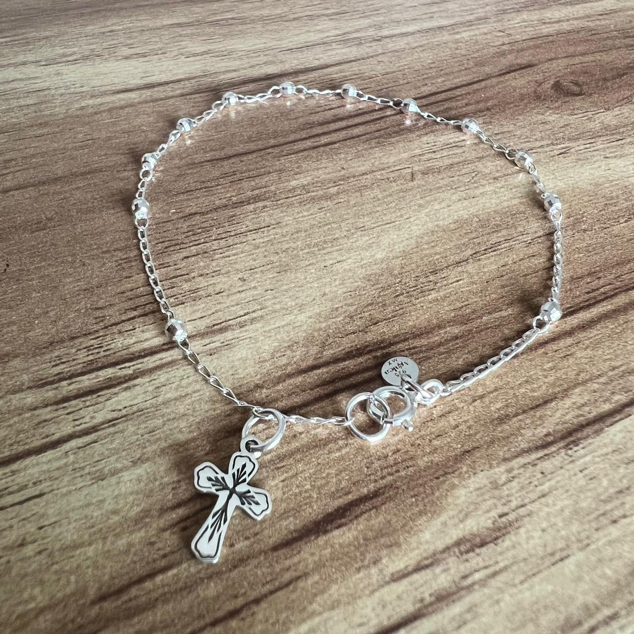 Pulsera De Plata .925 Rosario Misterio Con Cruz Agálea Mujer - Image 9