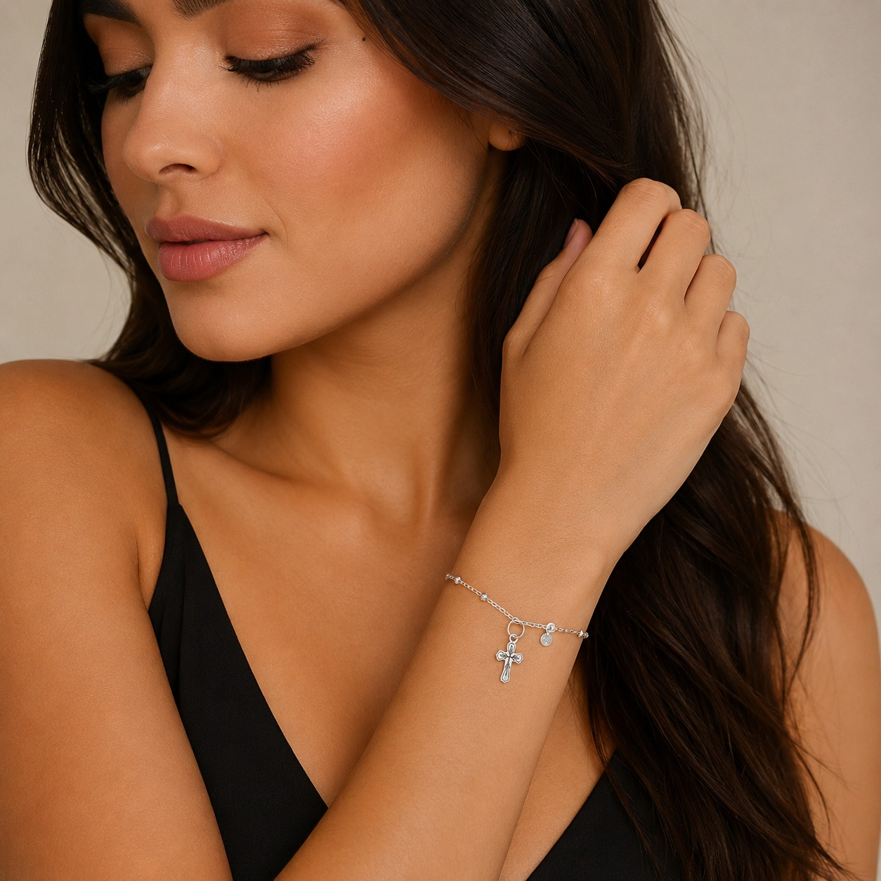 Pulsera De Plata .925 Rosario Misterio Con Cruz Agálea Mujer - Image 3