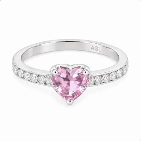 Anillo Promesa Corazón Circonia Rosa Plata .925 Agálea