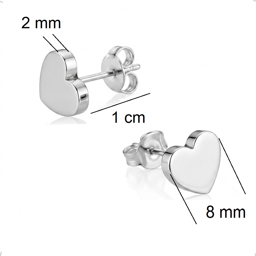 Arete Broquel De Plata .925 Corazón Liso Agálea Mujer Niña - Image 5