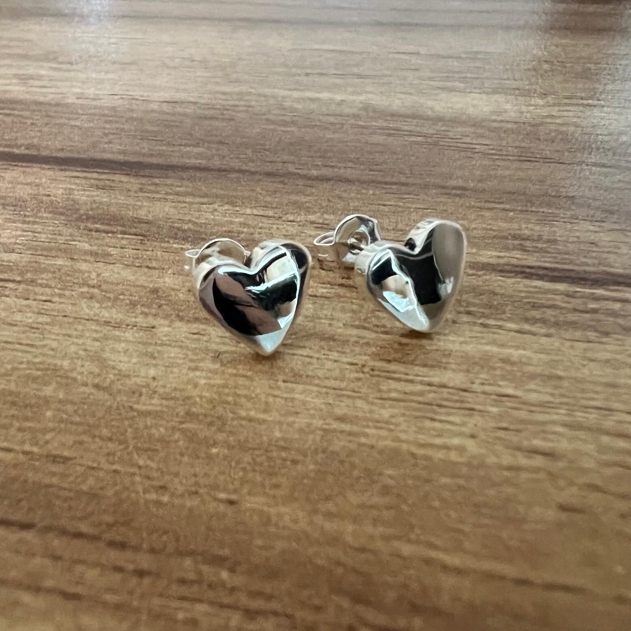 Arete Broquel De Plata .925 Corazón Liso Agálea Mujer Niña - Image 7