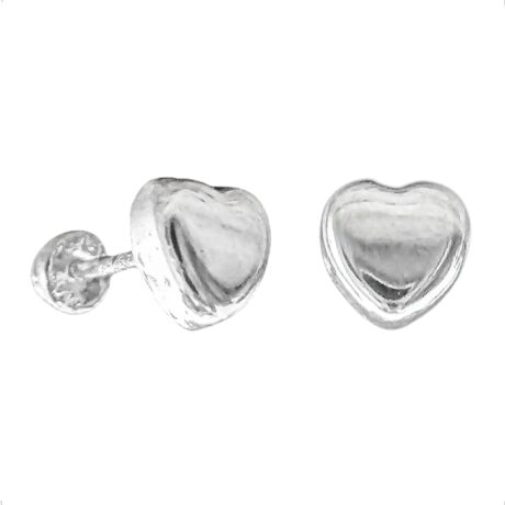 Arete Broquel De Plata .925 Corazón Agálea Mujer Niña Bebe
