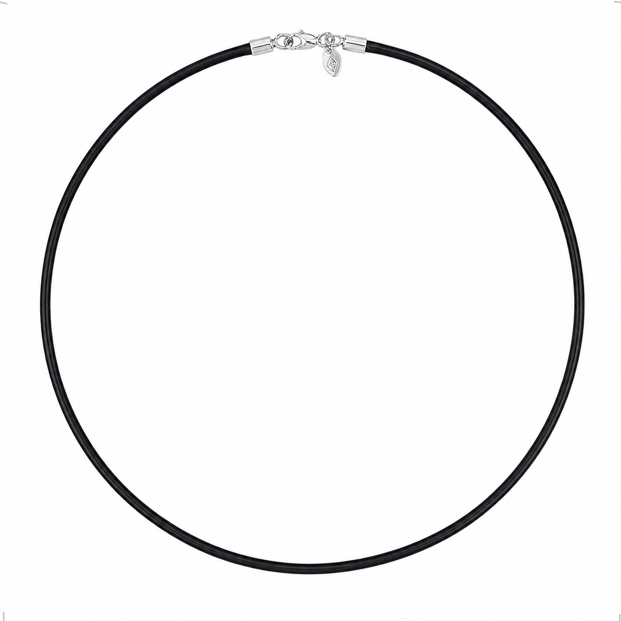 Collar Caucho Hombre Broche De Plata Ley .925 3 mm Reforzado Agálea