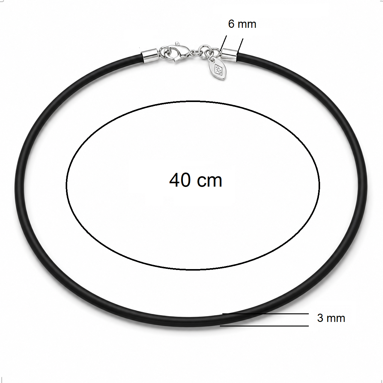 Collar Caucho Hombre Broche De Plata Ley .925 3 mm Reforzado Agálea - Image 6
