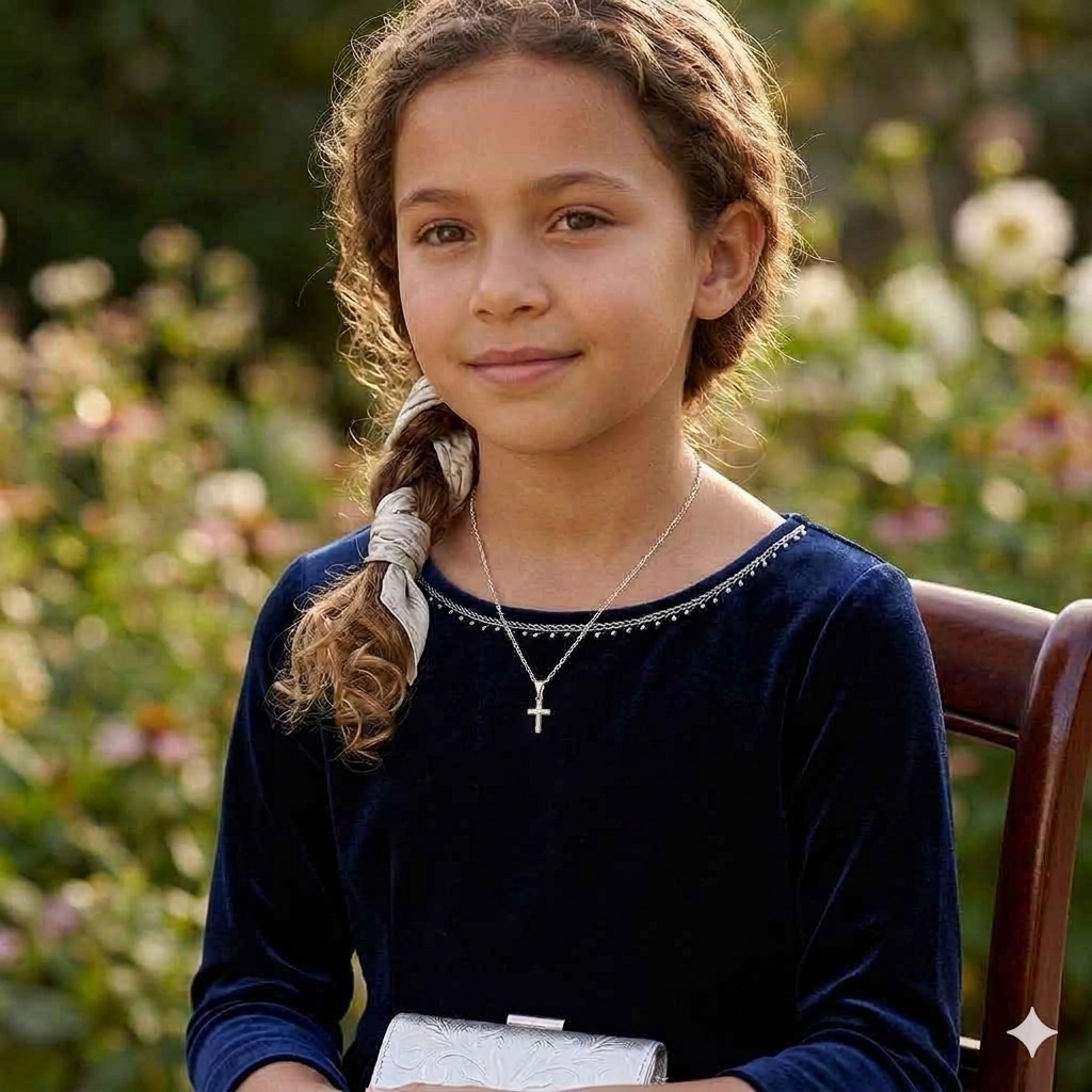 Collar Dije Cruz Plata .925 Niño Niña Infantil 40 Cm Agálea - Image 3