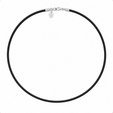 Collar Caucho Broche Reforzado De Plata .925 2 mm Agálea Hombre