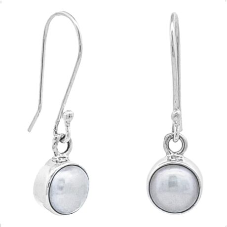 Arete Colgante De Plata .925 Perla Bisel Agalea Mujer Mamá