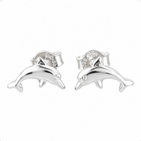 Arete Broquel Delfin De Plata .925 Agálea Mujer