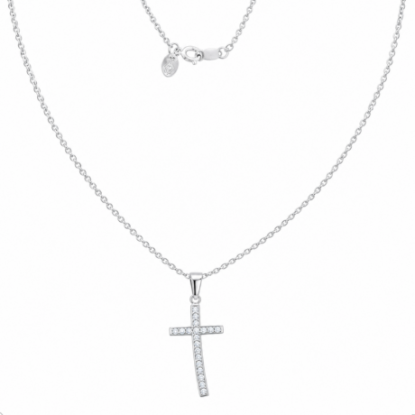 Collar De Plata .925 Dije Cruz Con Circonias Agálea Mujer