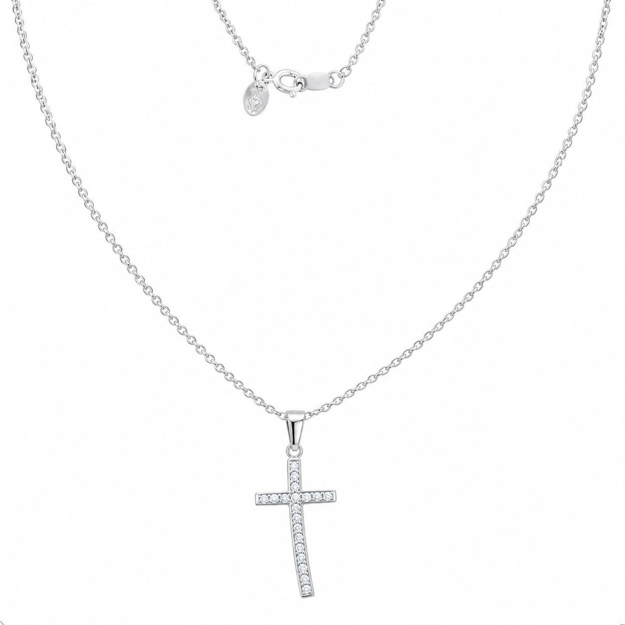 Collar De Plata .925 Dije Cruz Con Circonias Agálea Mujer